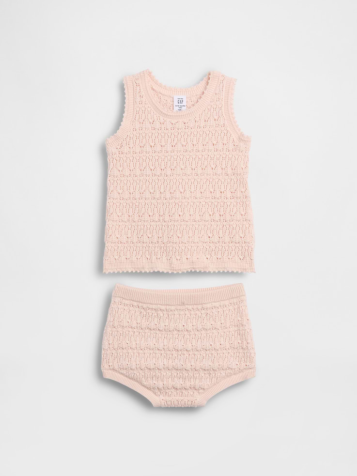 Image number 1 showing, Baby Crochet Tank Outfit Set