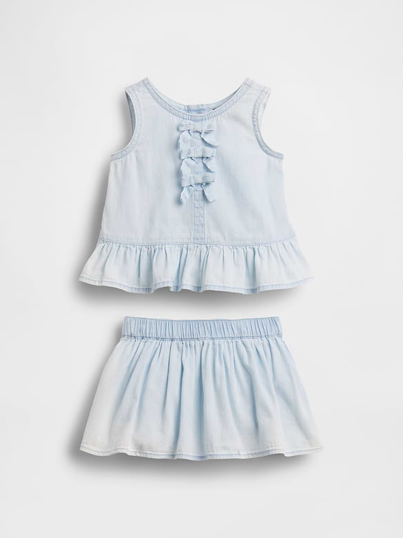 Baby Denim Bow Outfit Set