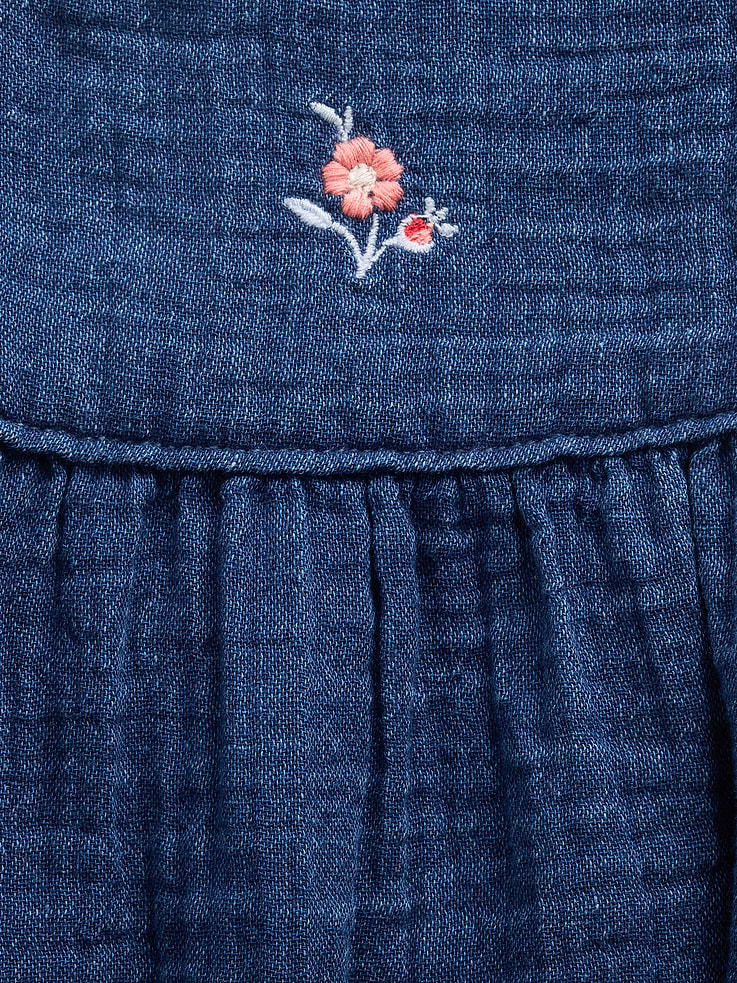 Image number 3 showing, Baby Cotton Gauze Denim Bubble Bodysuit