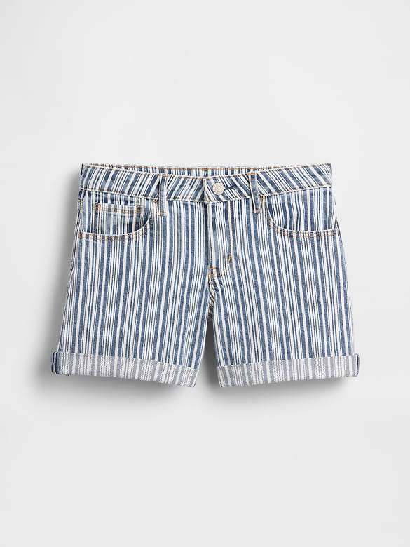 Kids Denim Stripe Midi Shorts