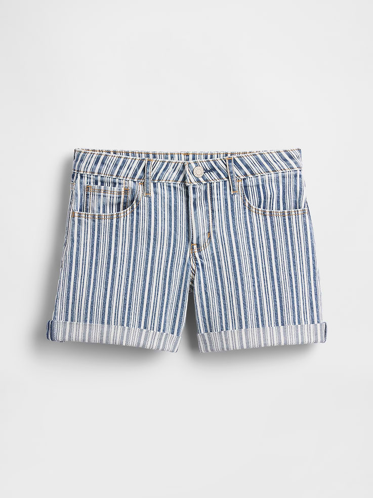 Image number 2 showing, Kids Denim Stripe Midi Shorts