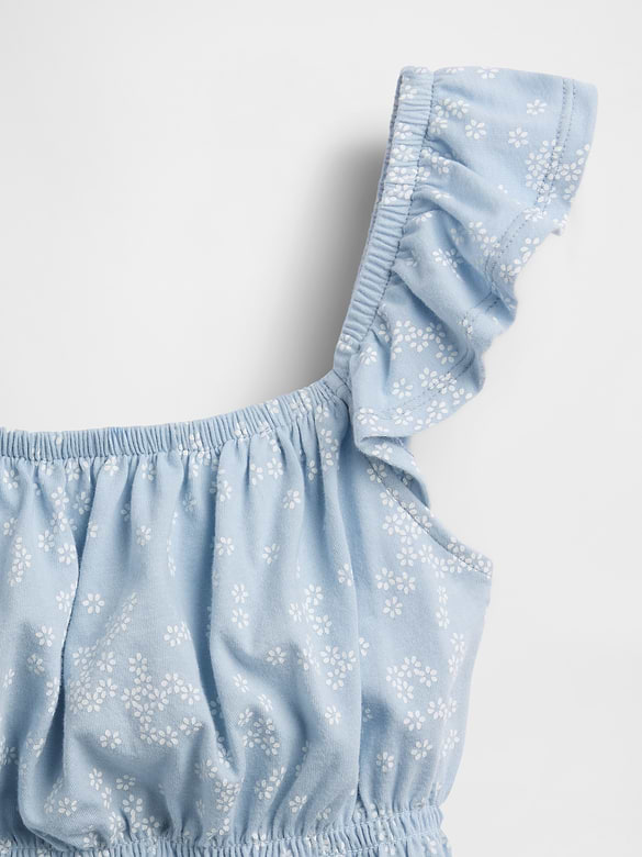 Kids Flutter-Sleeve Smocked Peplum Top