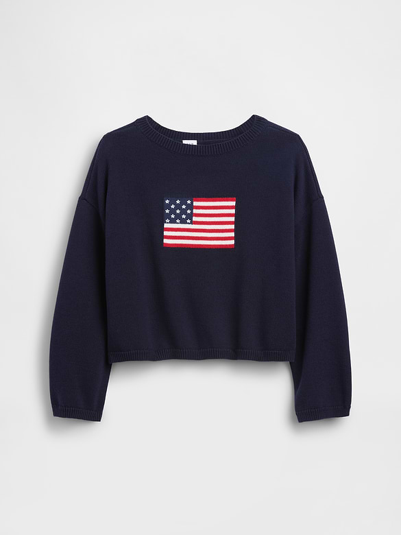 Kids100% Cotton Crochet Oversized Americana Sweater