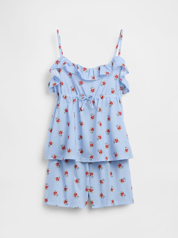Kids Recycled PJ Ruffle Cami Short Set