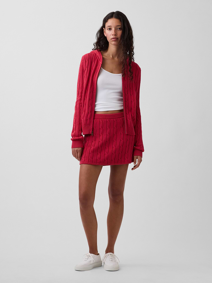 Image number 5 showing, 100% Cotton Cable-Knit Zip Cardigan