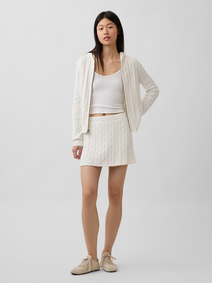 Image number 5 showing, 100% Cotton Cable-Knit Zip Cardigan