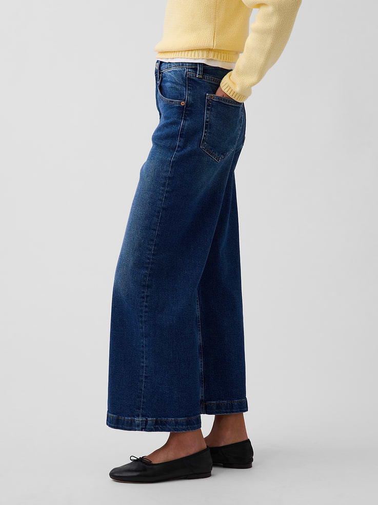 Image number 3 showing, High Rise Stride Wide-Leg Ankle Jeans