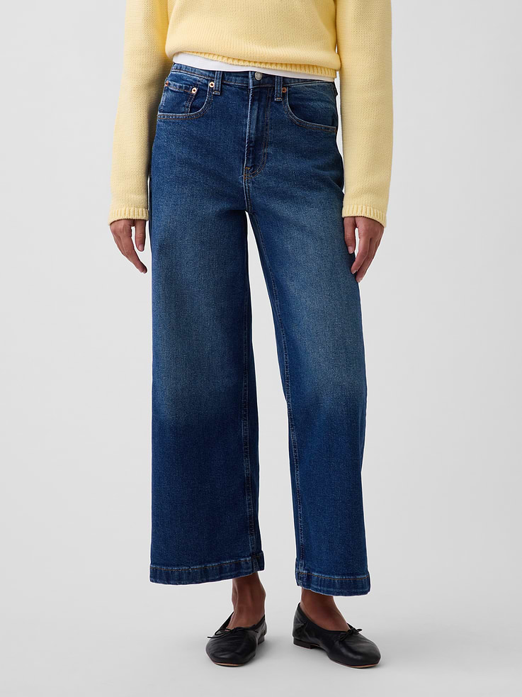 Image number 2 showing, High Rise Stride Wide-Leg Ankle Jeans