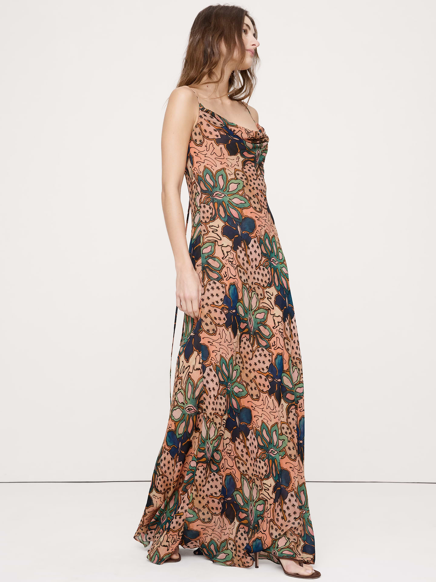 Image number 1 showing, Bias-Cut Georgette Slip Maxi Dress