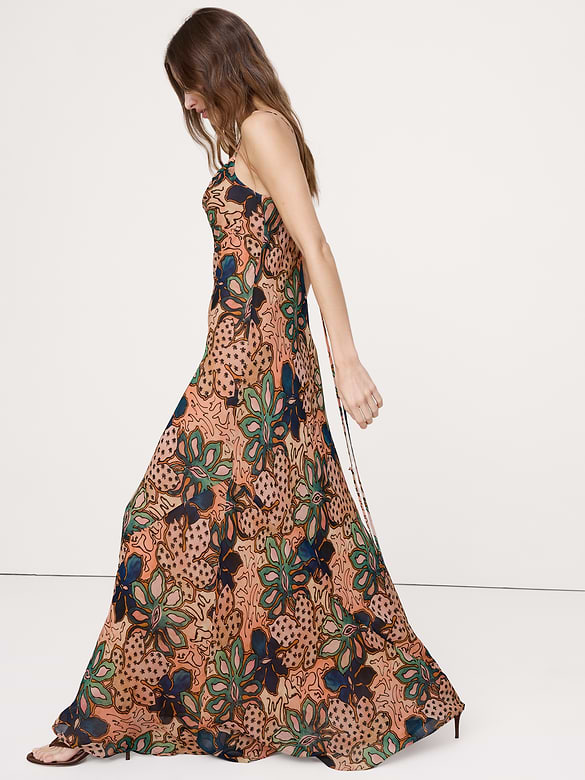 Bias-Cut Georgette Slip Maxi Dress