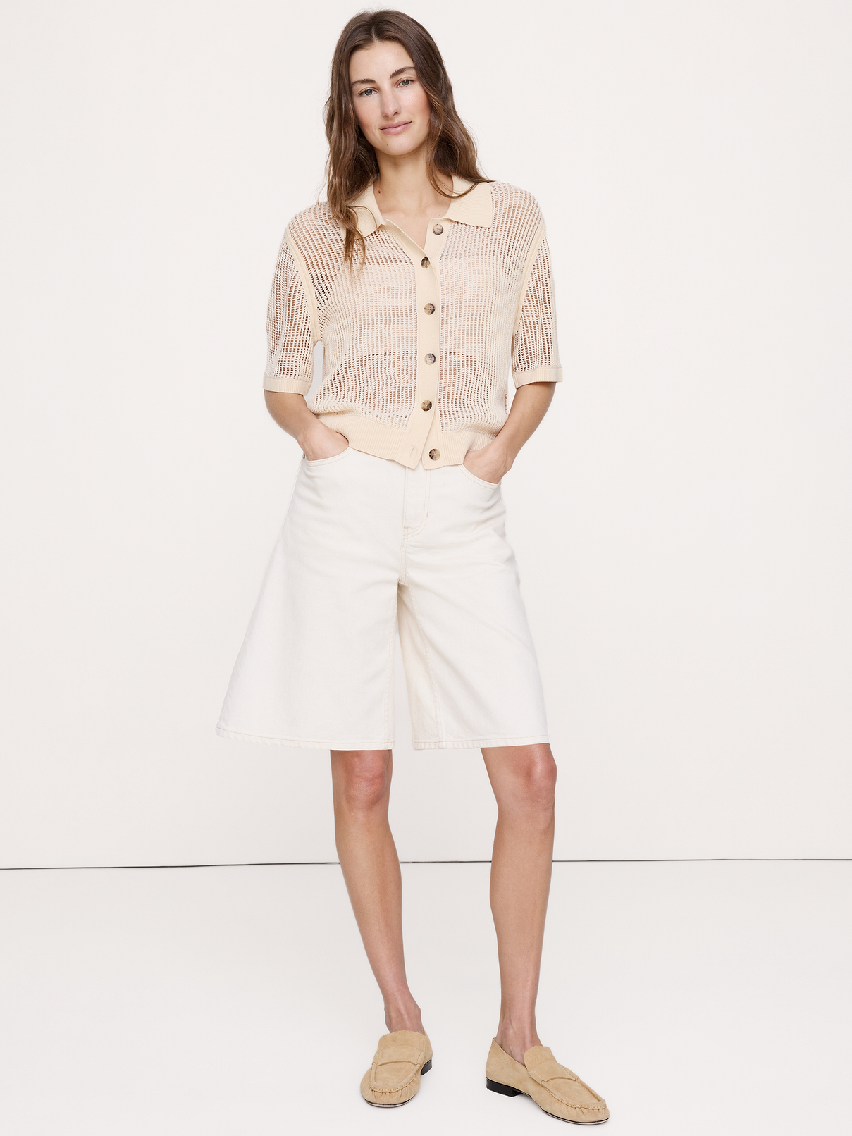 L'image numéro 1 présente Cardigan polo à mailles