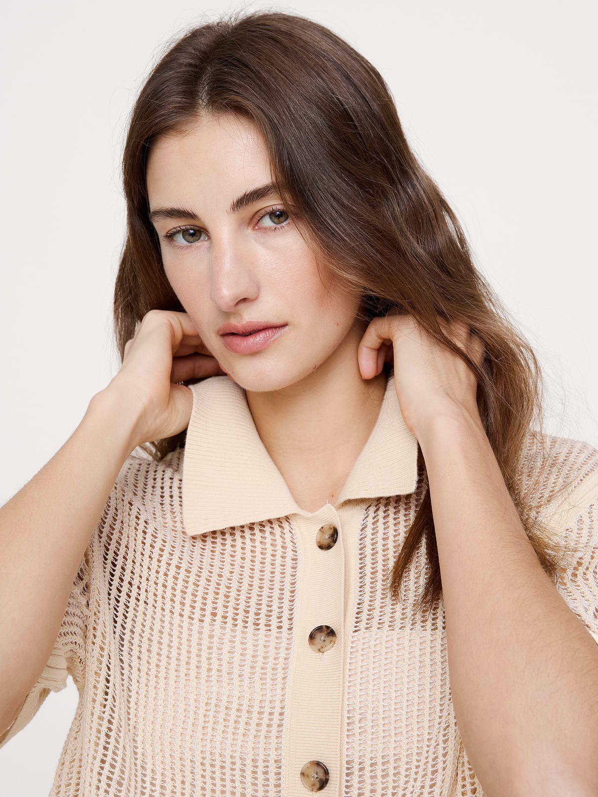 L'image numéro 3 présente Cardigan polo à mailles