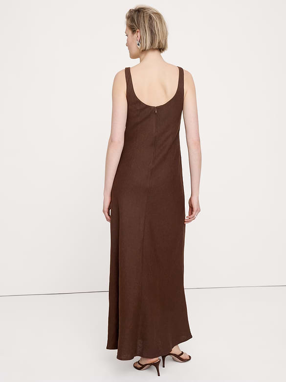 Linen Bias-Cut Maxi Dress