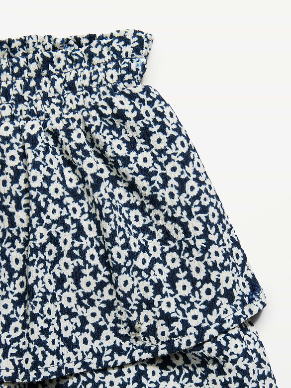 Printed Crinkled Tiered Skirt for Toddler Girls