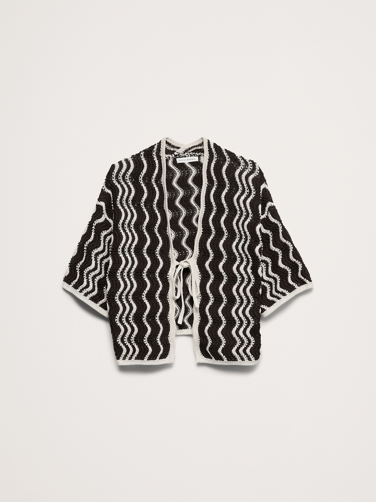 Cotton Scallop Stripe Tie-Front Cardigan | Banana Republic