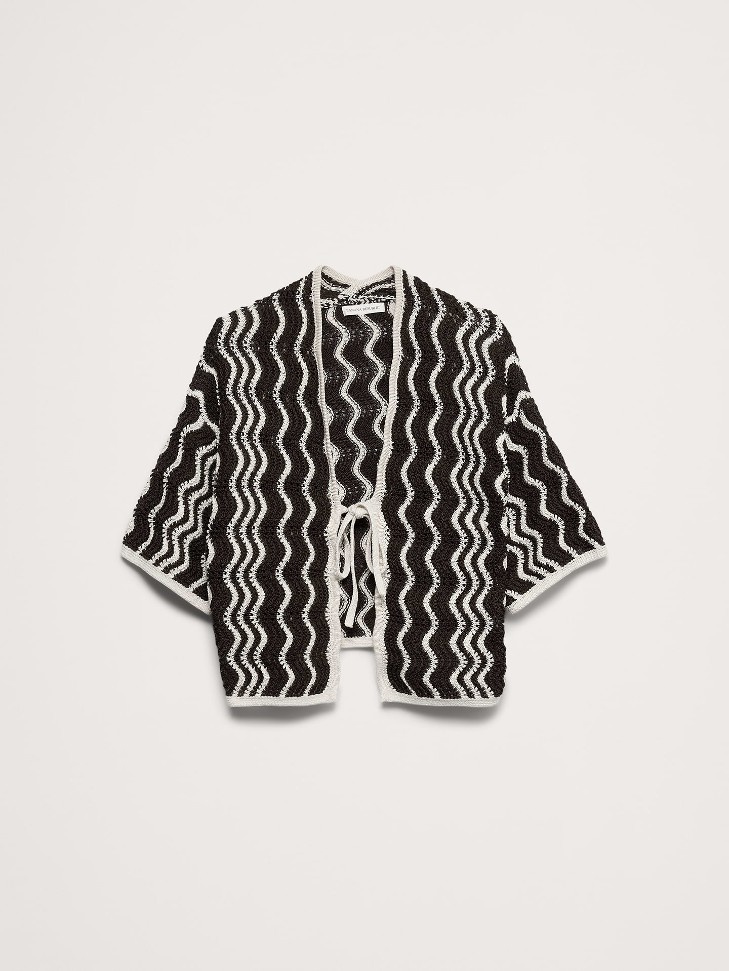Image number 4 showing, Cotton Scallop Stripe Tie-Front Cardigan