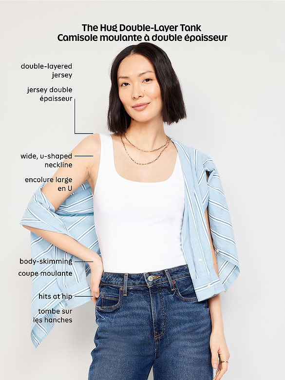 Hug Double-Layer Scoop-Neck Tank Top