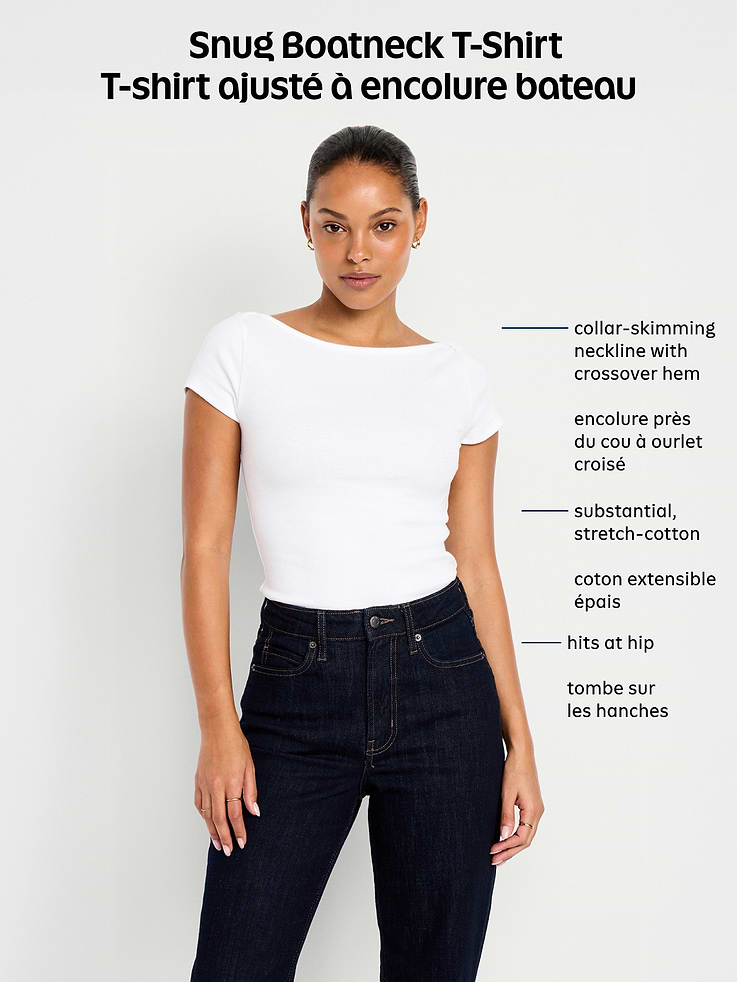 Image 4 de 9, T-shirt ajusté à encolure bateau