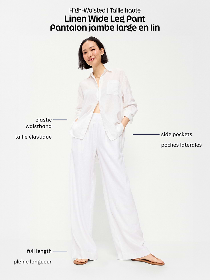 Image number 5 showing, High-Waisted Linen-Blend Super Wide-Leg Pants