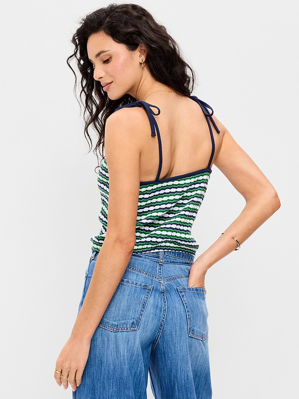 Camisole à bretelles à nouer en tricot pointelle