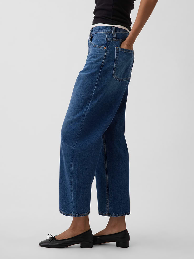 Image number 3 showing, High Rise Barrel Crop Jeans