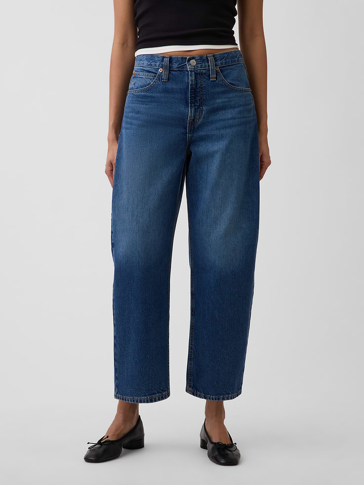 Image number 2 showing, High Rise Barrel Crop Jeans