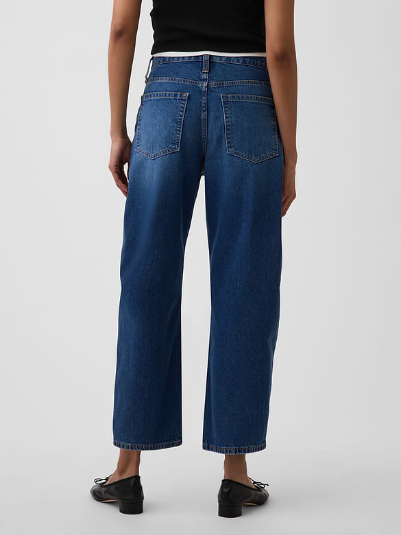 High Rise Barrel Crop Jeans
