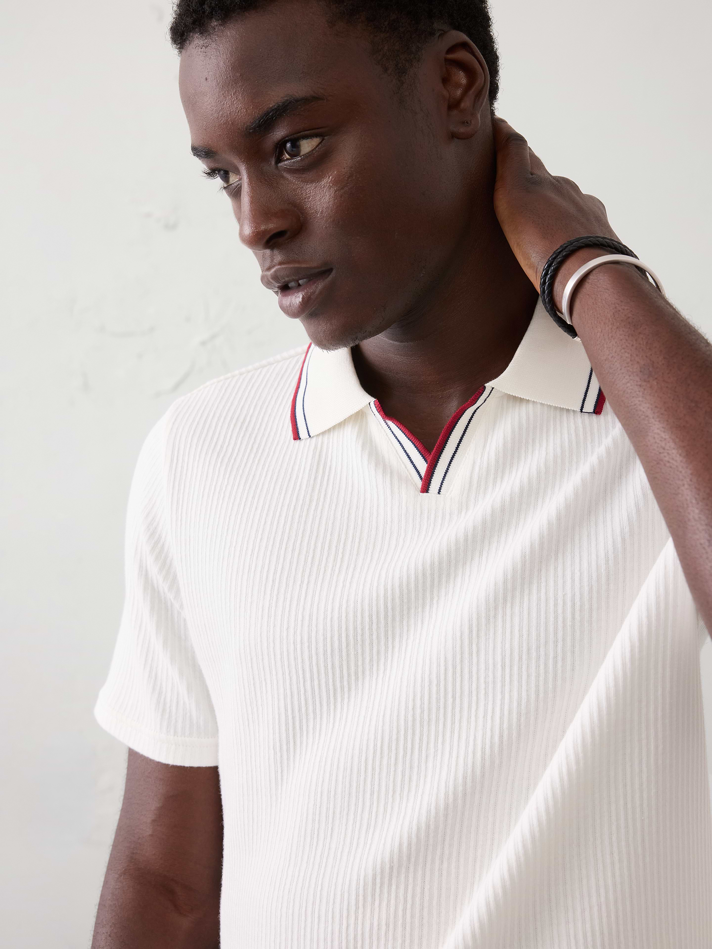 Image number 3 showing, Crinkle Ribbed Johnny-Collar Polo
