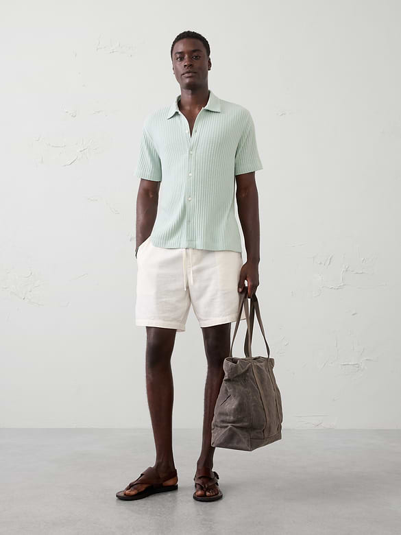 Standard-Fit Pointelle Button-Down Polo