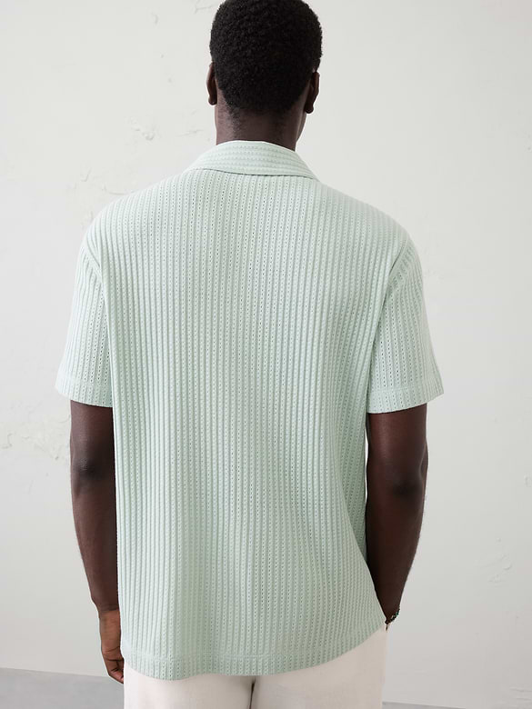 Standard-Fit Pointelle Button-Down Polo