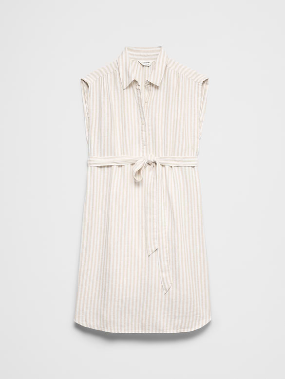Linen-Blend Knee-Length Shirtdress