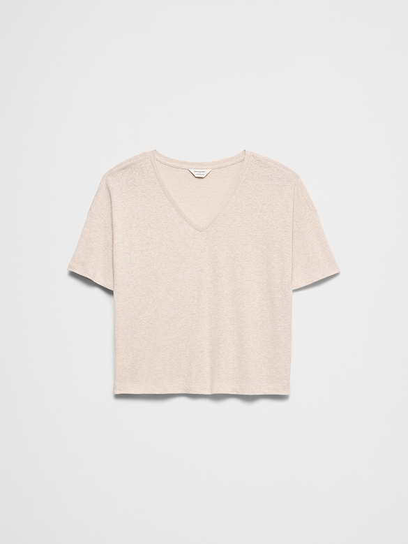 Linen-Blend V-Neck Shirt
