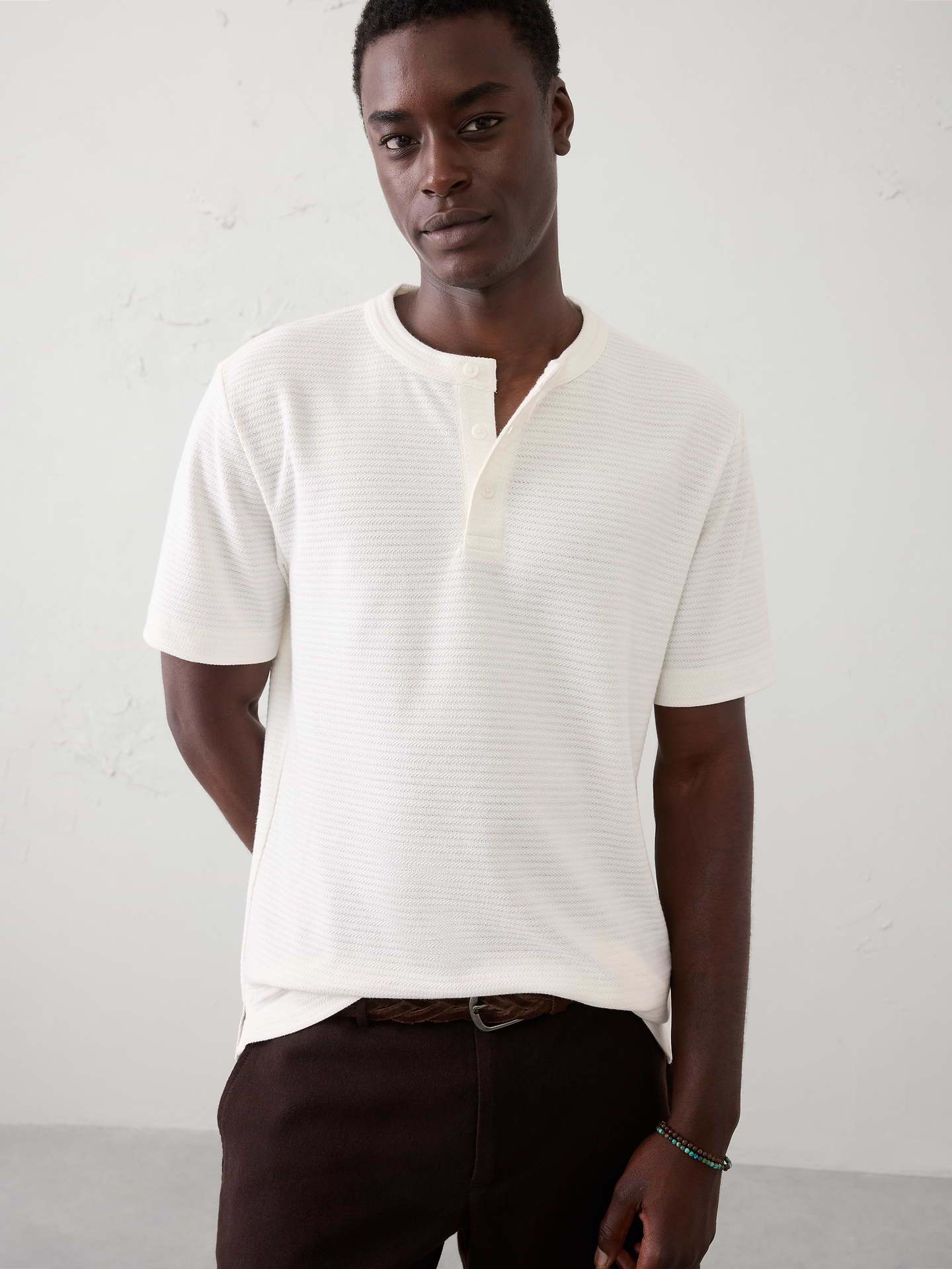 Image number 1 showing, Standard-Fit Textured Henley