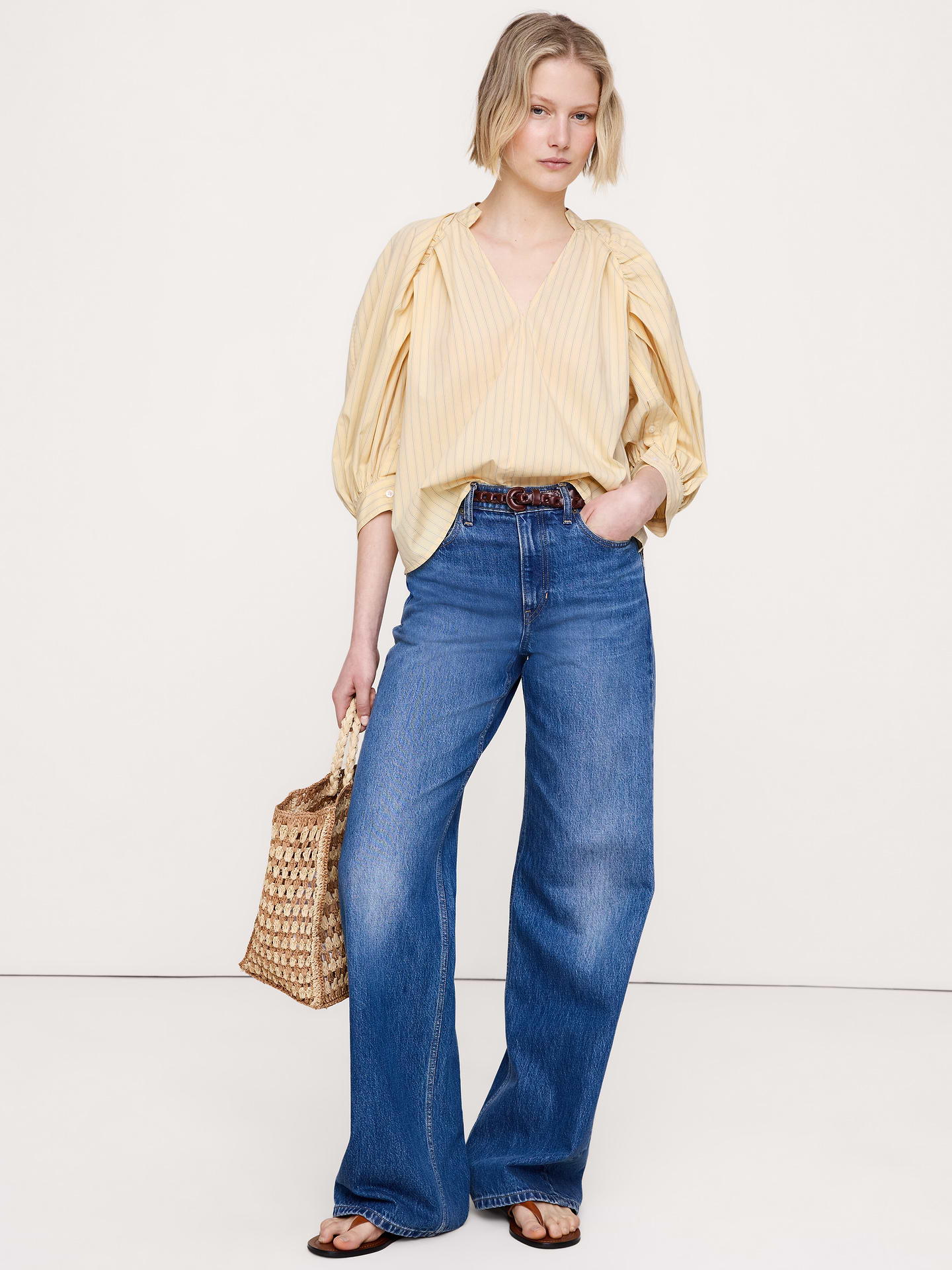 Image number 3 showing, Cotton Poplin Split-Neck Top