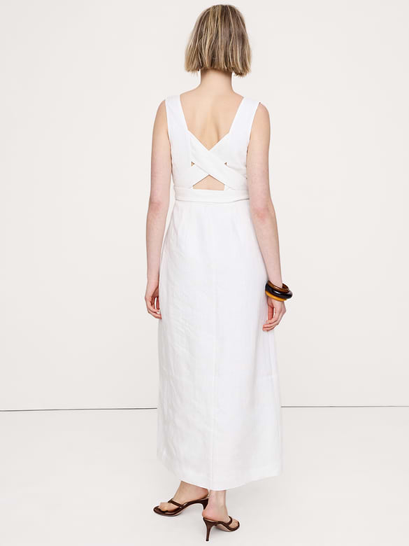 Linen Crossback Maxi Dress