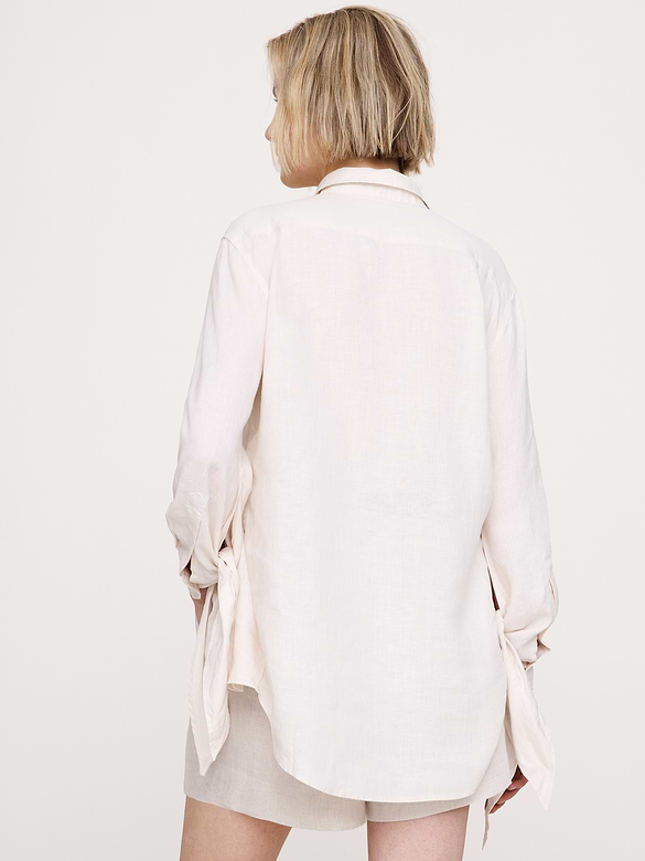 The Oversized Tie-Cuff Shirt in Linen
