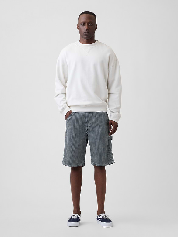 9" Denim Railroad Stripe Carpenter Shorts