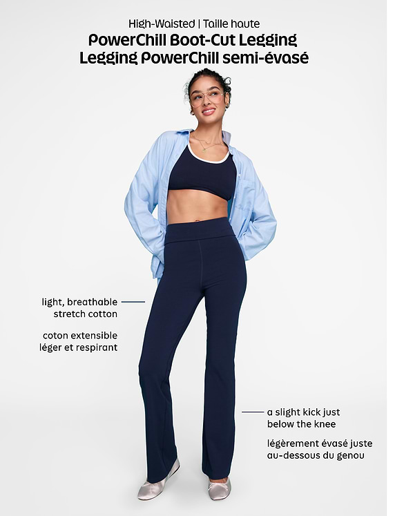 High-Waisted PowerChill Fold-Over Bootcut Leggings