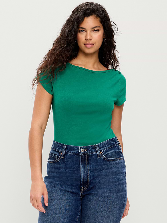 T-shirt ajusté à encolure bateau