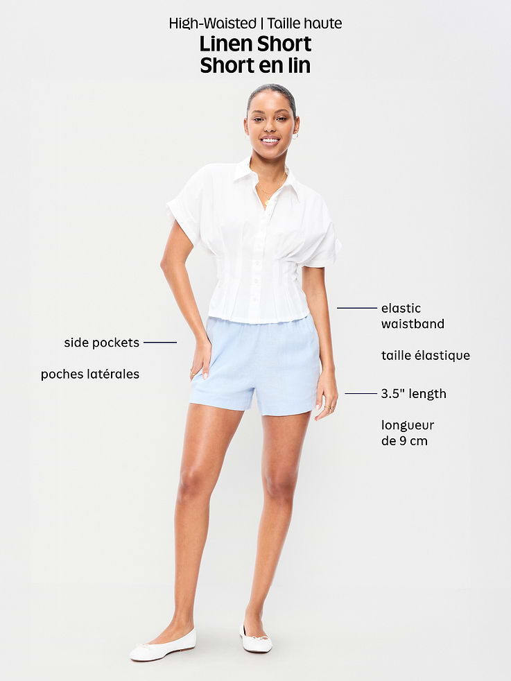 Image number 9 showing, High-Waisted Linen-Blend Shorts -- 3.5-inch inseam