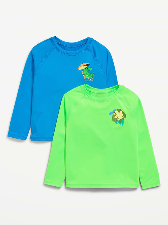 Long-Sleeve Graphic Rashguard Swim Top 2-Pack for Toddler Boys