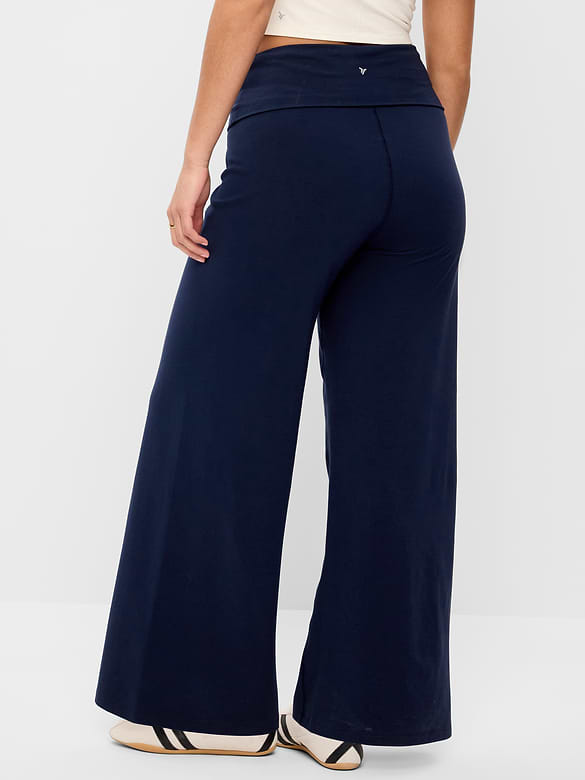 High-Waisted PowerChill Fold-Over Wide-Leg Pants