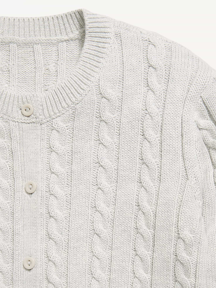 Image 4 of 5, Cable-Knit Cardigan Sweater for Girls