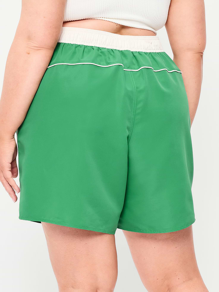 Image 7 of 7, Mid-Rise Loose Swim Board Shorts