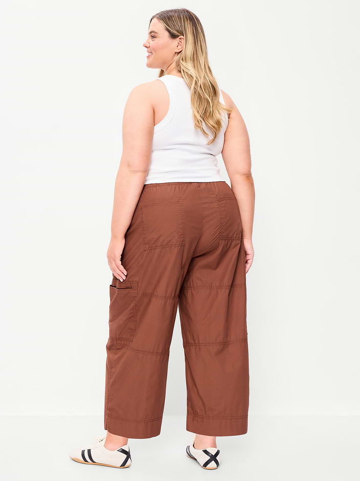 Image number 8 showing, Mid-Rise Cropped Barrel-Leg Utility Pants