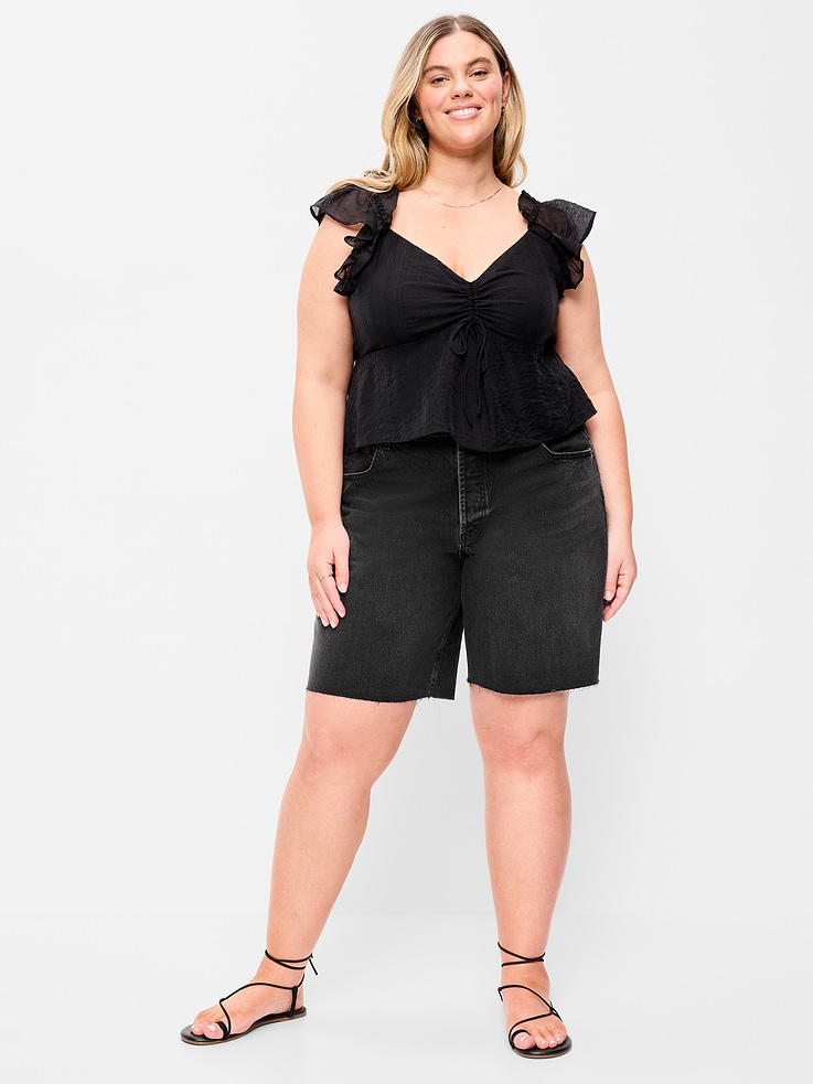 Image number 7 showing, Mid-Rise Baggy Jean Shorts -- 9-inch inseam