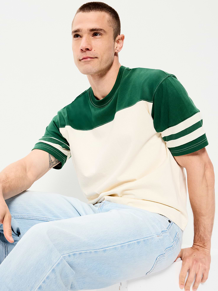 L'image numéro 3 présente T-shirt épais de style football à manches courtes