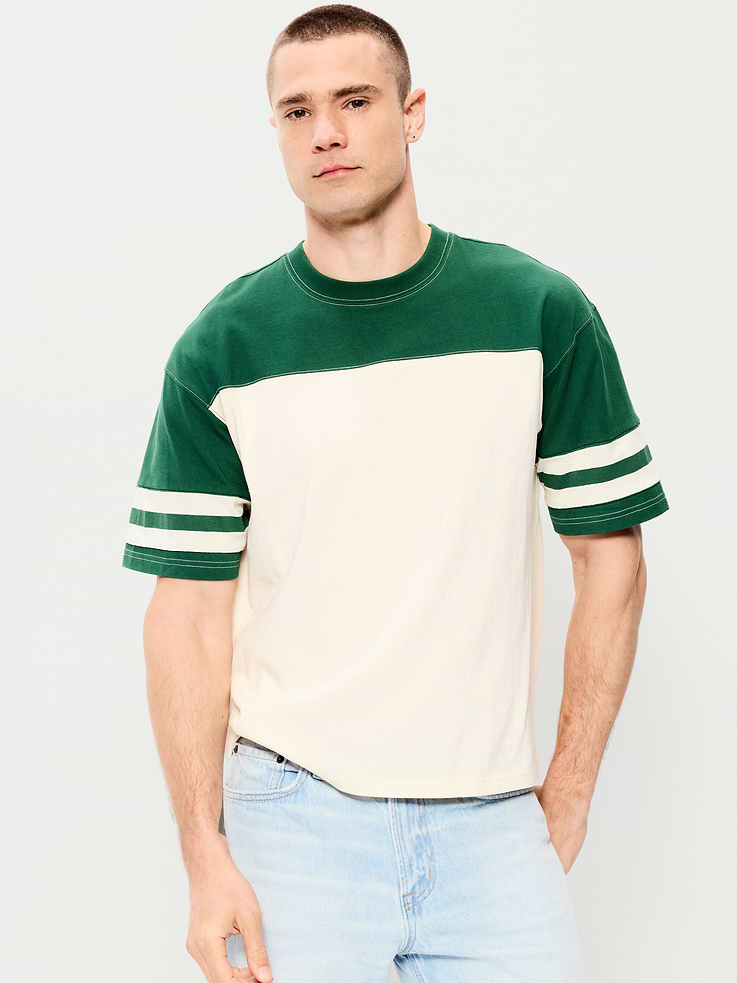 L'image numéro 1 présente T-shirt épais de style football à manches courtes