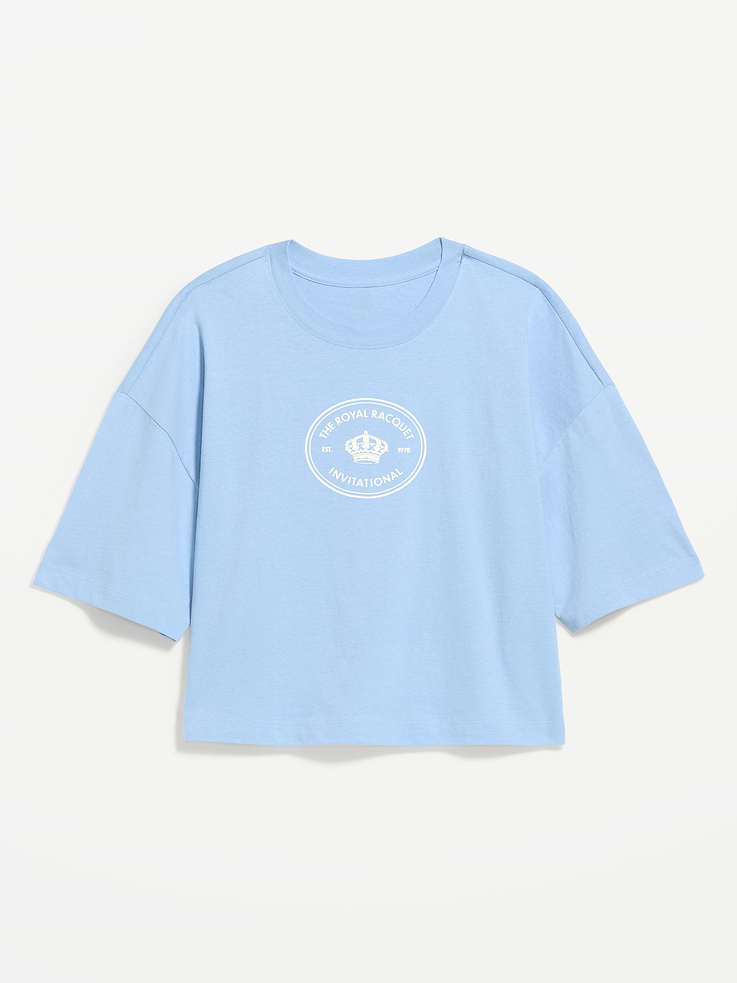 Image number 5 showing, Vintage Crew-Neck Oversized Crop Graphic T-Shirt