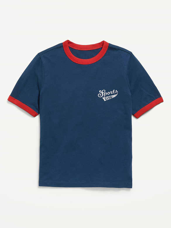 Softest Short-Sleeve Graphic Ringer T-Shirt for Boys